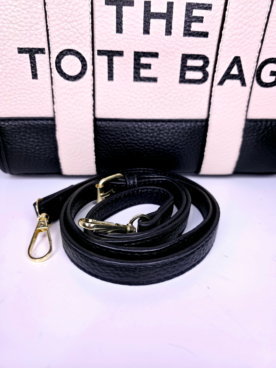 Black and white luxury tote bag