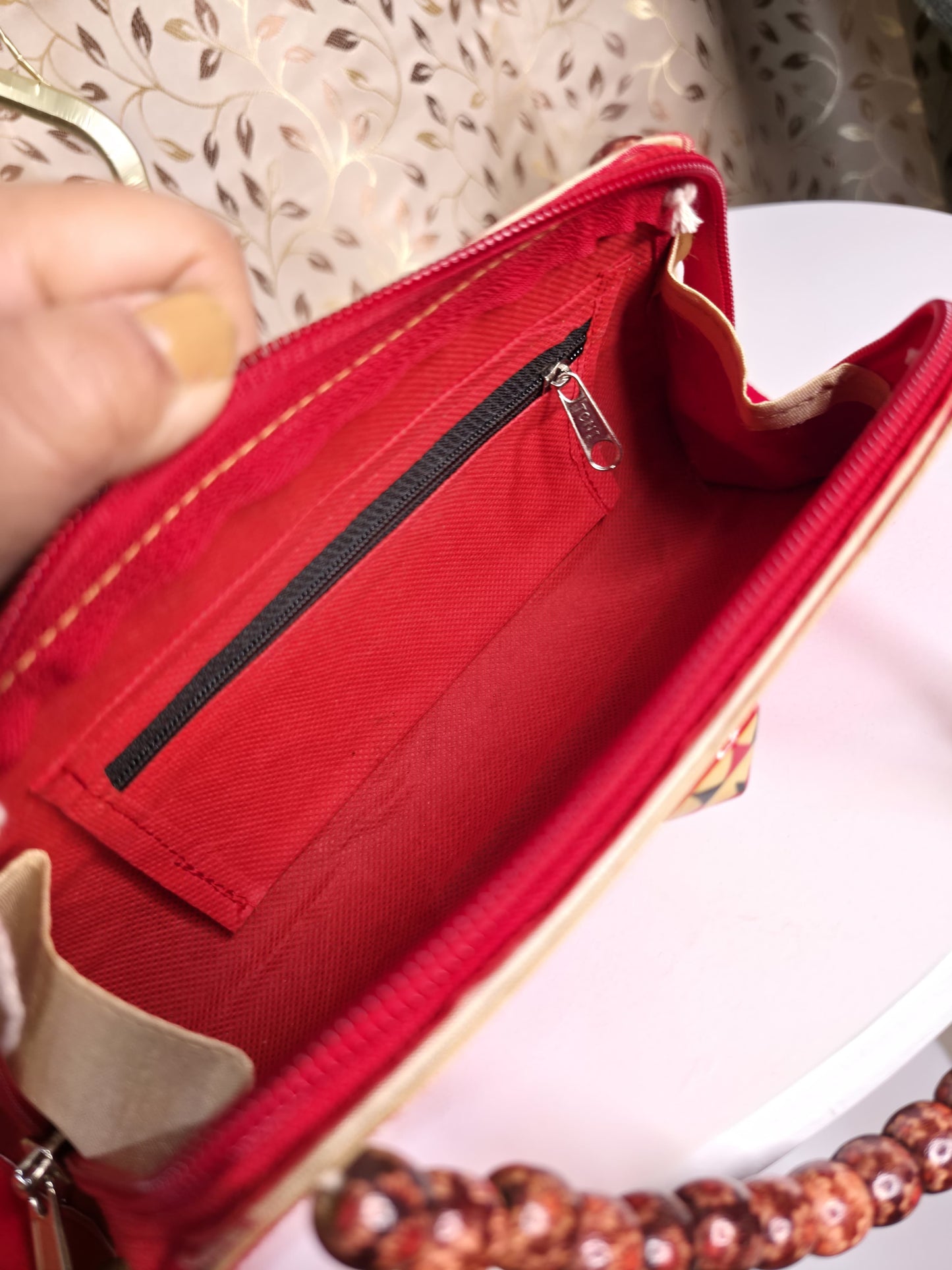 Traditional Assam beaded sling clutch bag