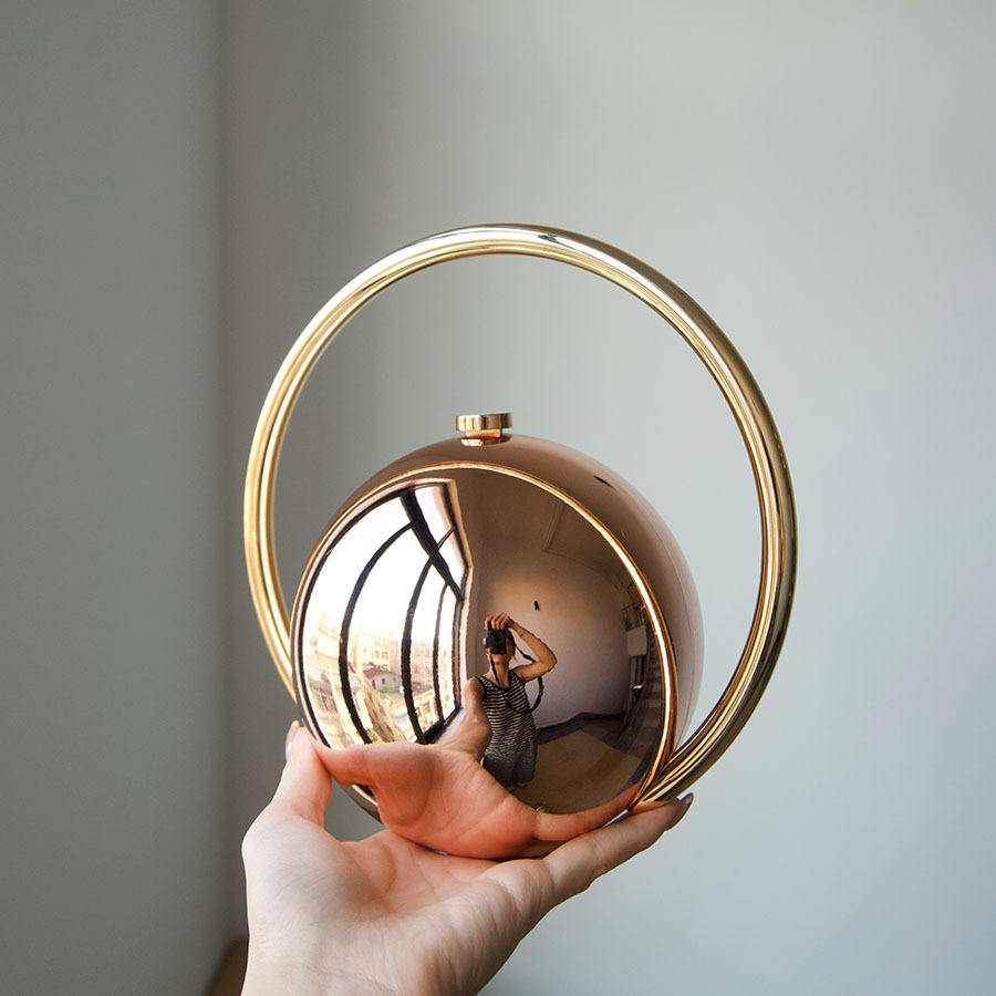 Elegant Golden Sphere Evening Clutch with Ring Handle