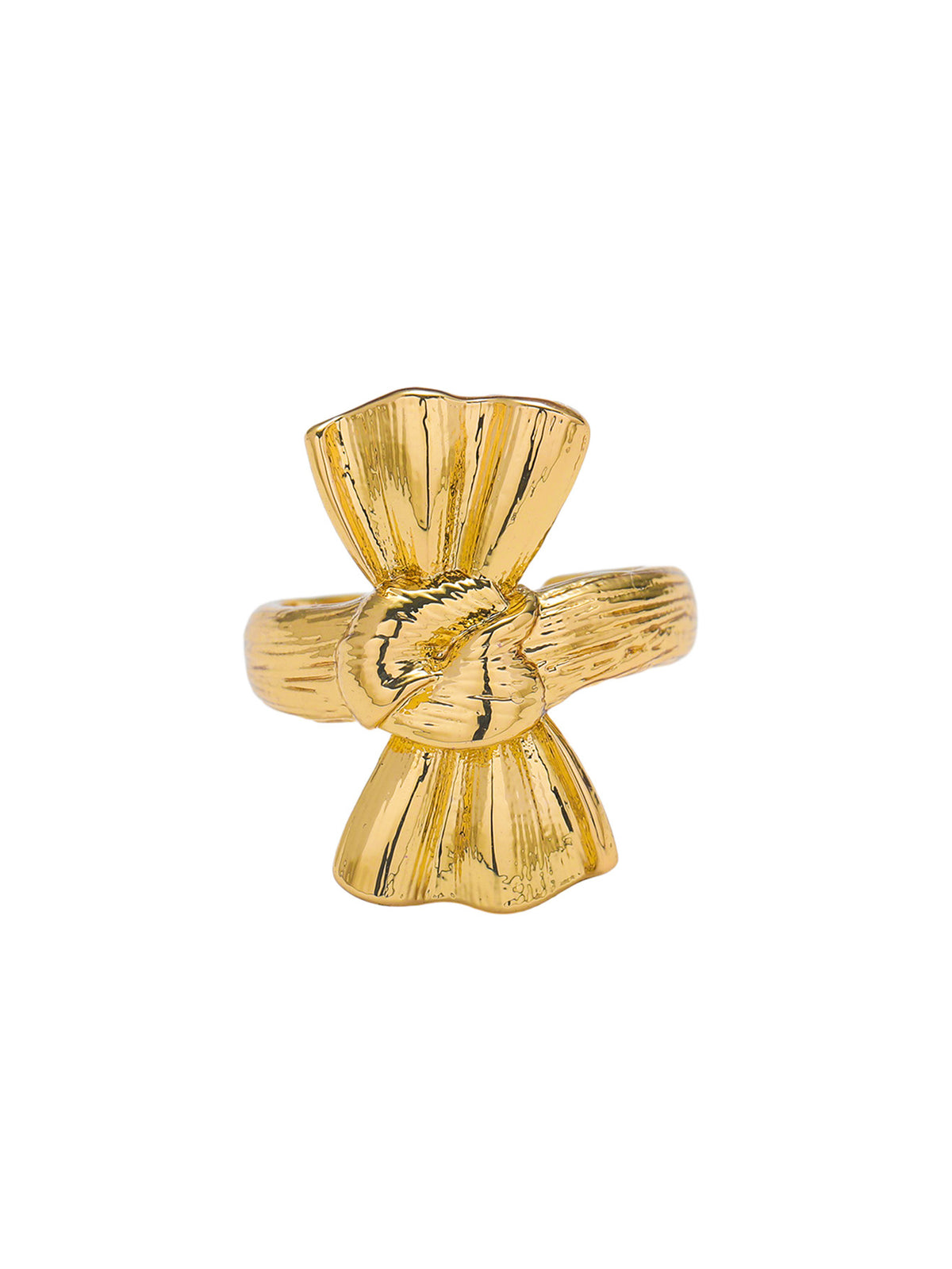 Adjustable Sculptural Gold-Tone Bow Knot Statement Ring