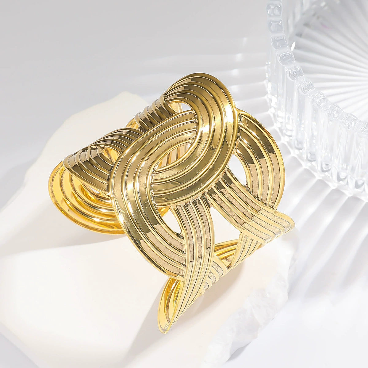 Statement Intertwined Gold Cuff Bracelet