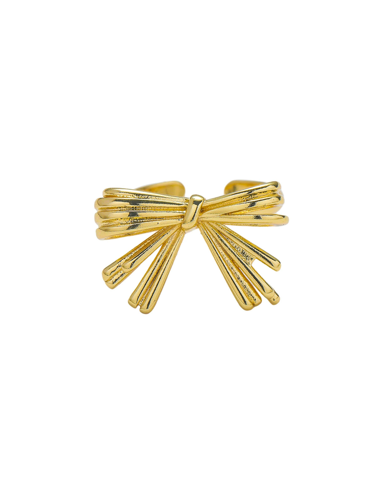 Modern Gold Tone Bow Design Adjustable Statement Ring