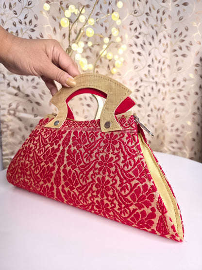 Assam traditional red white combination Clutch