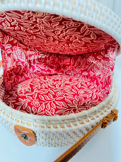 Peacock white round sling bag