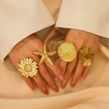 Gold Hammered Heart Statement Ring | Adjustable Textured Love Ring
