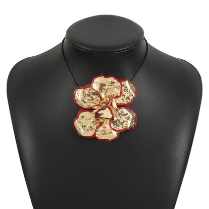 Floral Statement Jewelry Set | Anti-Tarnish Necklace & Earrings in Red, Black, White