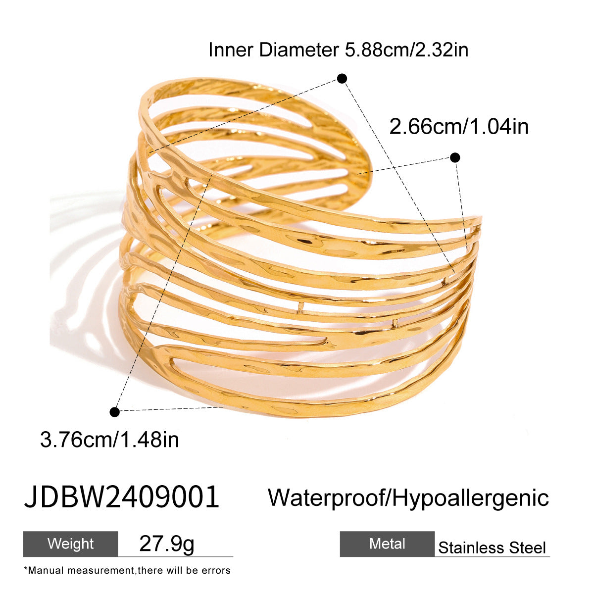 Wide Abstract Cuff Bracelet | Anti tarnish Bracelet