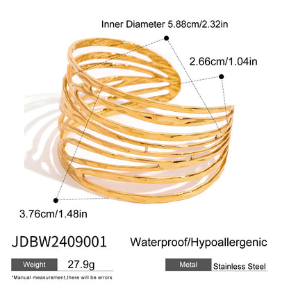 Wide Abstract Cuff Bracelet | Anti tarnish Bracelet