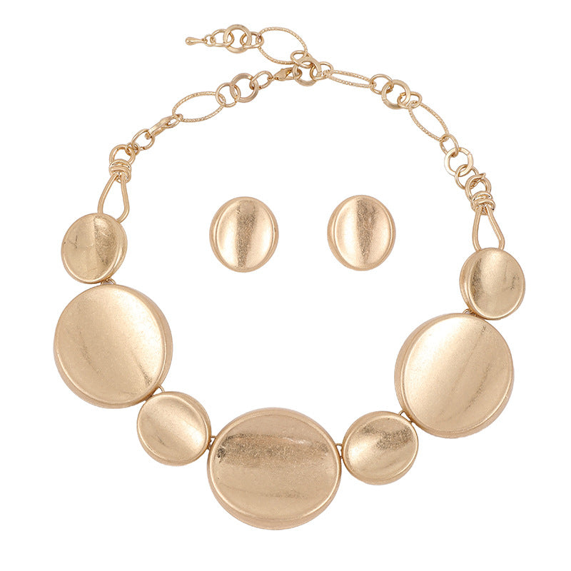 Gold-Toned Multi-Disc Statement Necklace & Earring Set
