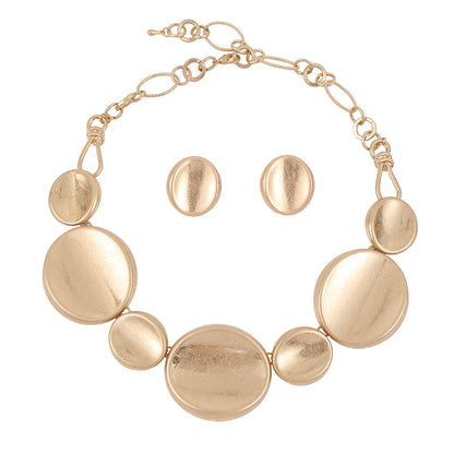 Gold-Toned Multi-Disc Statement Necklace & Earring Set