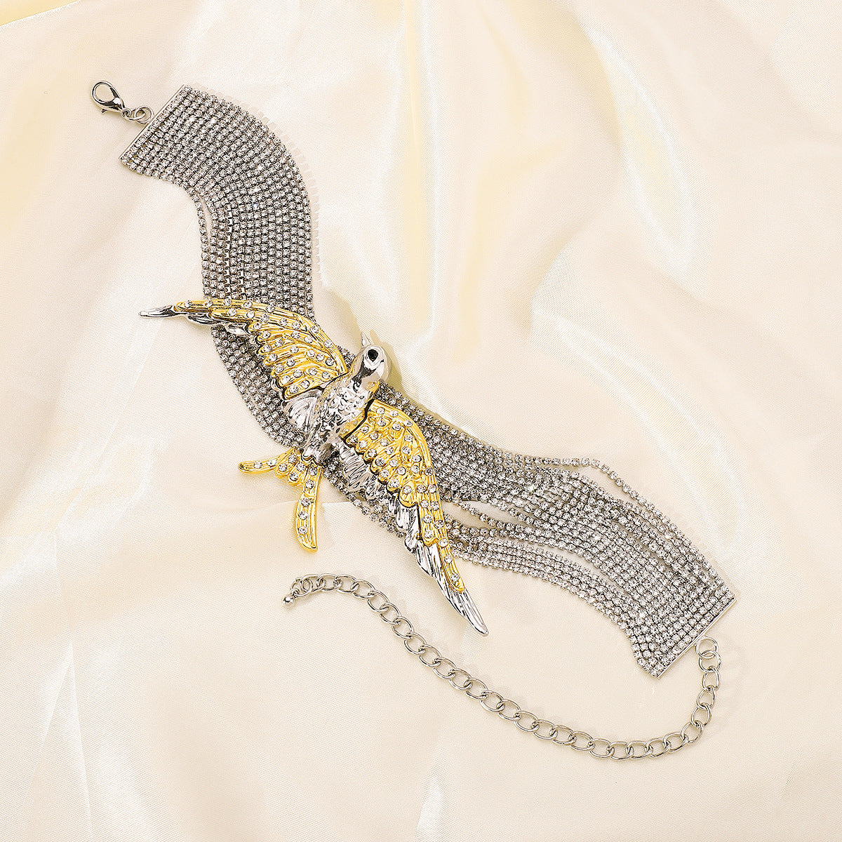 Statement Bird Motif Choker Necklace for Women | Gold & Silver Crystal Designer Neckpiece