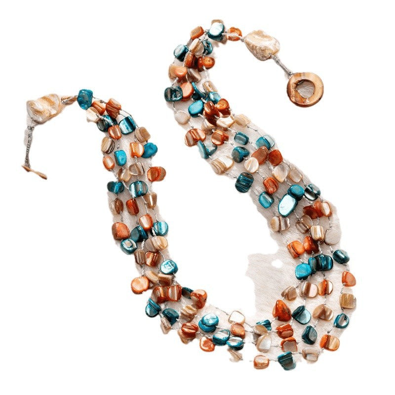Sunset Coast Multi-Strand Beaded Necklace | Natural Stone Chip Jewelry