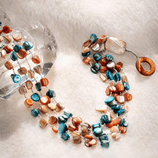 Sunset Coast Multi-Strand Beaded Necklace | Natural Stone Chip Jewelry