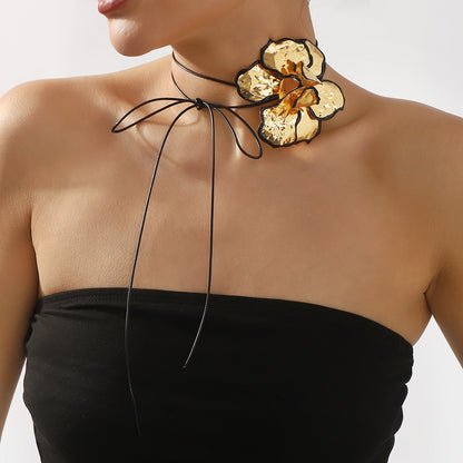 Floral Statement Jewelry Set | Anti-Tarnish Necklace & Earrings in Red, Black, White