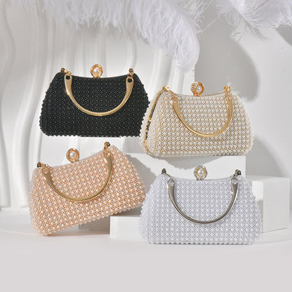 Pearl/beads handled party clutch