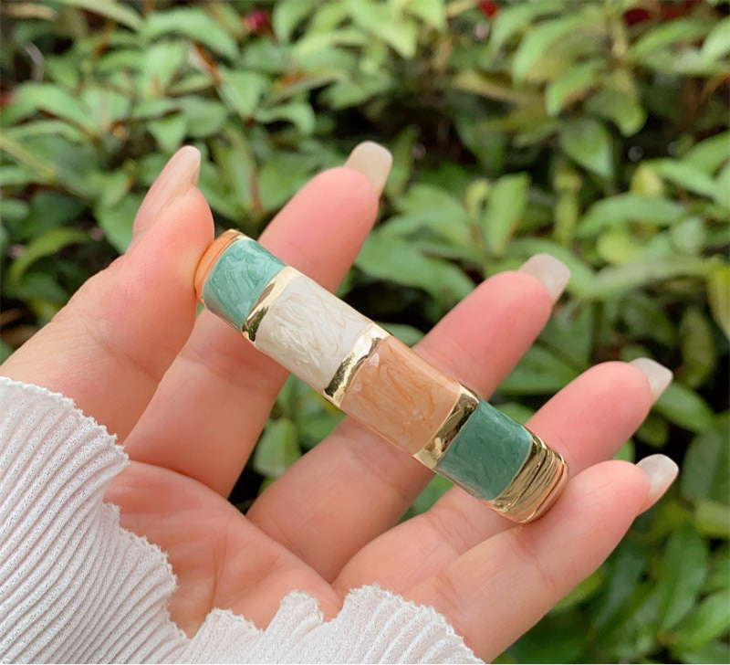 Elegant Multicolor Enamel bangle  for Women – Jade-Inspired Adjustable Fashion Band