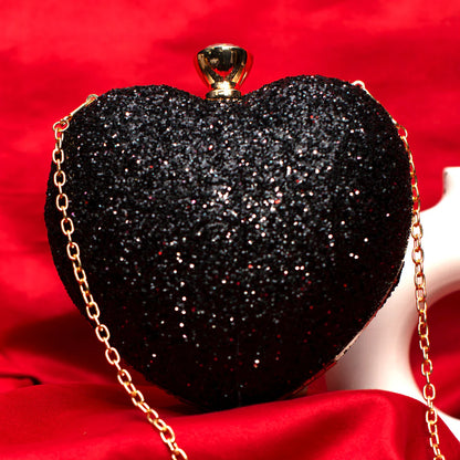 Glitter Heart Shape Valentine Clutch