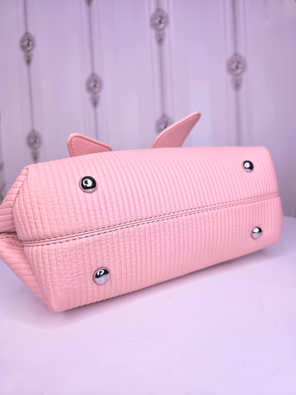 Waffle knit striped handbag