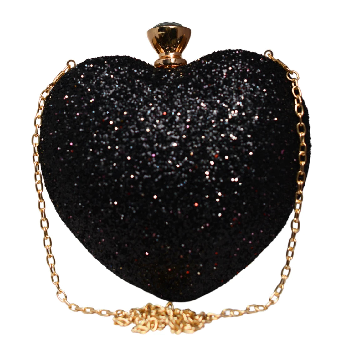 Glitter Heart Shape Valentine Clutch