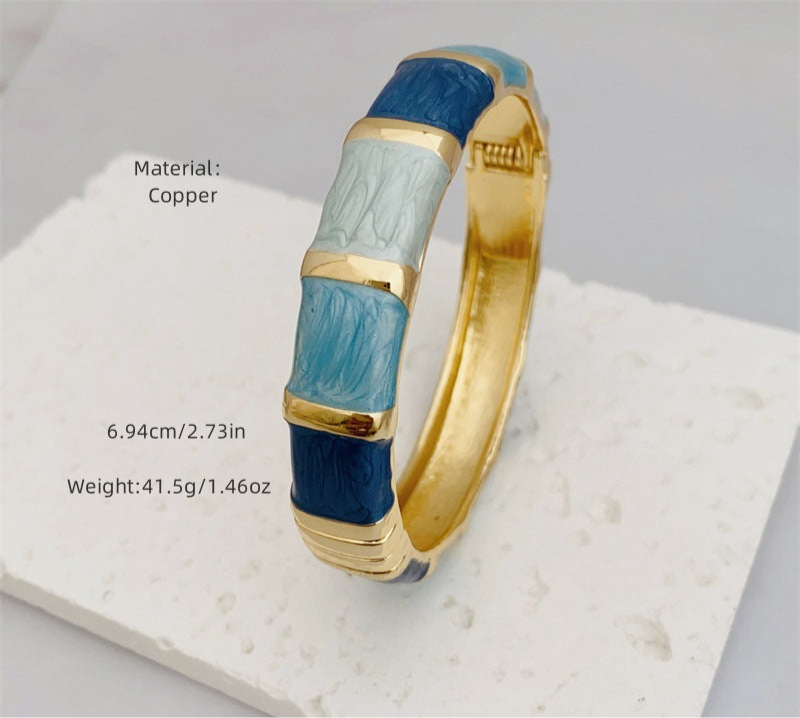Elegant Multicolor Enamel bangle  for Women – Jade-Inspired Adjustable Fashion Band