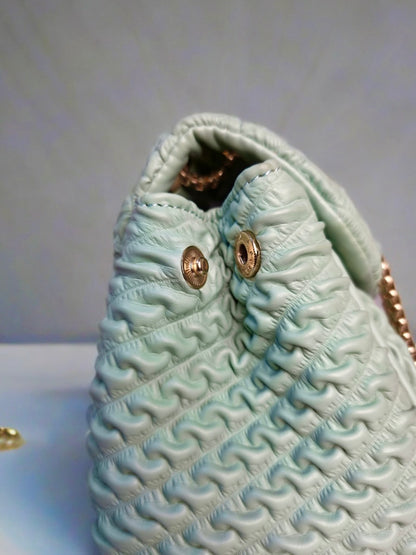 Mint Green | Black Quilted Sling Bag for Women with Gold Chain – Elegant Party Shoulder Bag