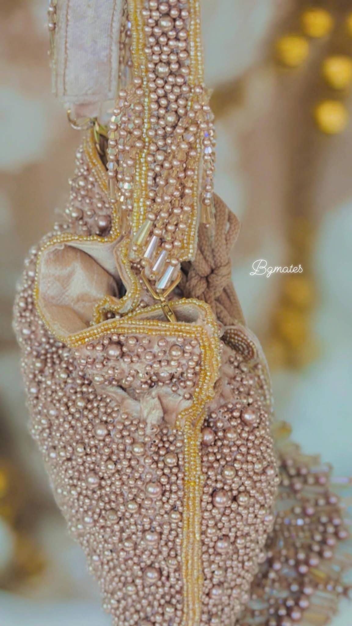 Designer tessle Beads with pearl embroidery  Potli bag