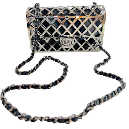 Metallic frame Box clutch with pouch