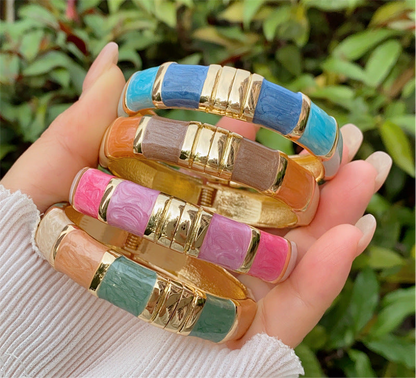 Elegant Multicolor Enamel bangle  for Women – Jade-Inspired Adjustable Fashion Band