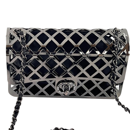 Metallic frame Box clutch with pouch