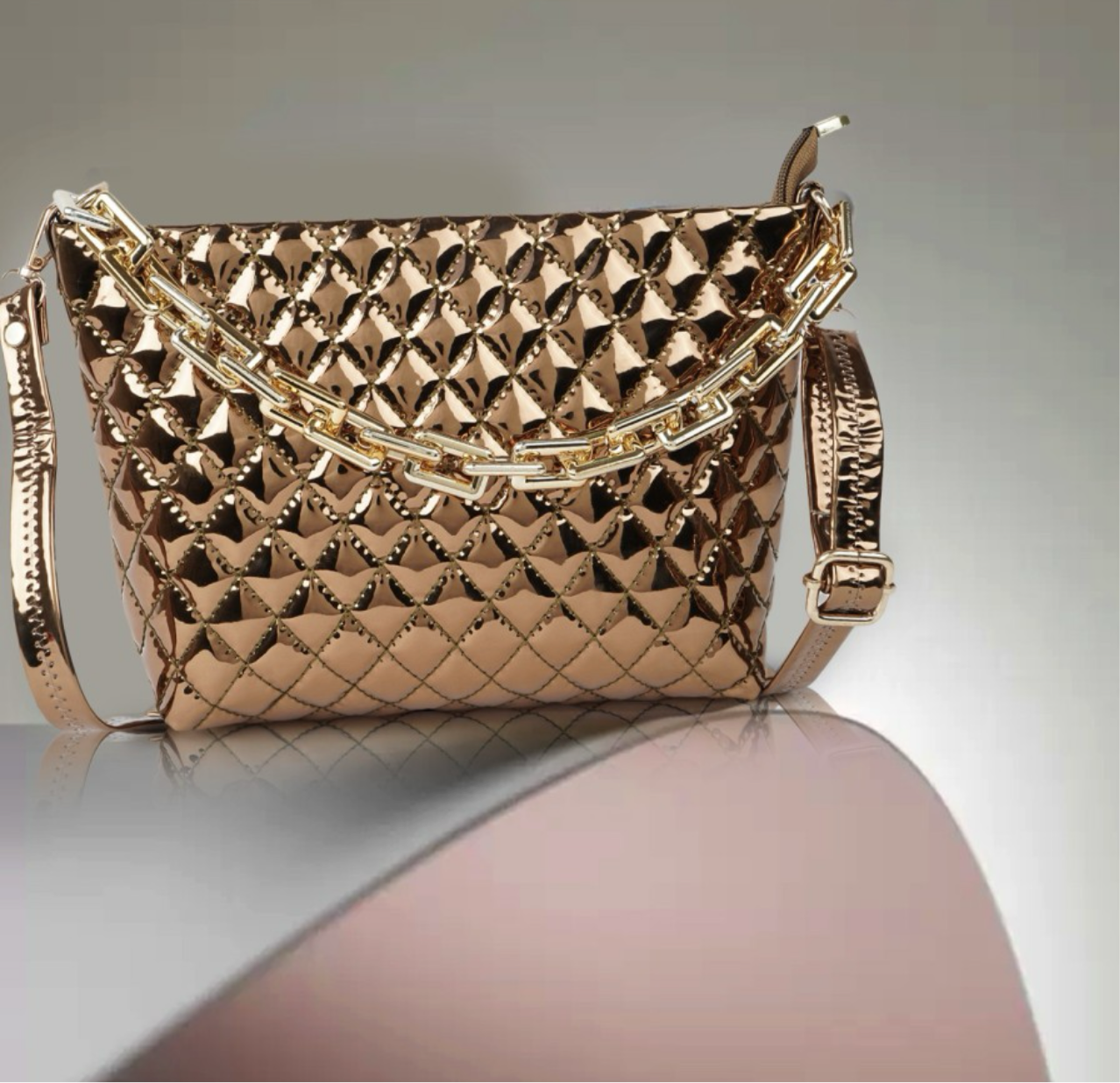 BAGMATES dazzling copper colour handbag
