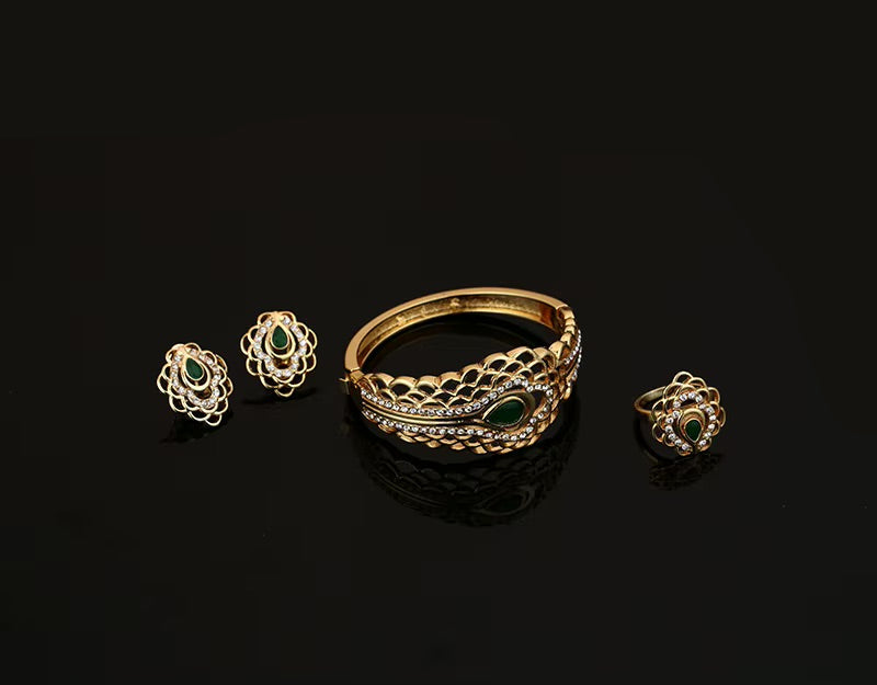 European American Four-Piece Trendy Wedding Banquet Jewelry Set New Necklace Earrings Bracelet Chain