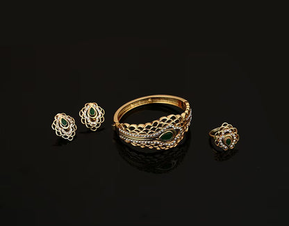 European American Four-Piece Trendy Wedding Banquet Jewelry Set New Necklace Earrings Bracelet Chain