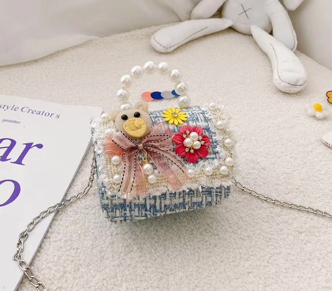 2025 shoulder bag pearl handle Accessories princess cross body bags for kids