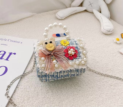 2025 shoulder bag pearl handle Accessories princess cross body bags for kids