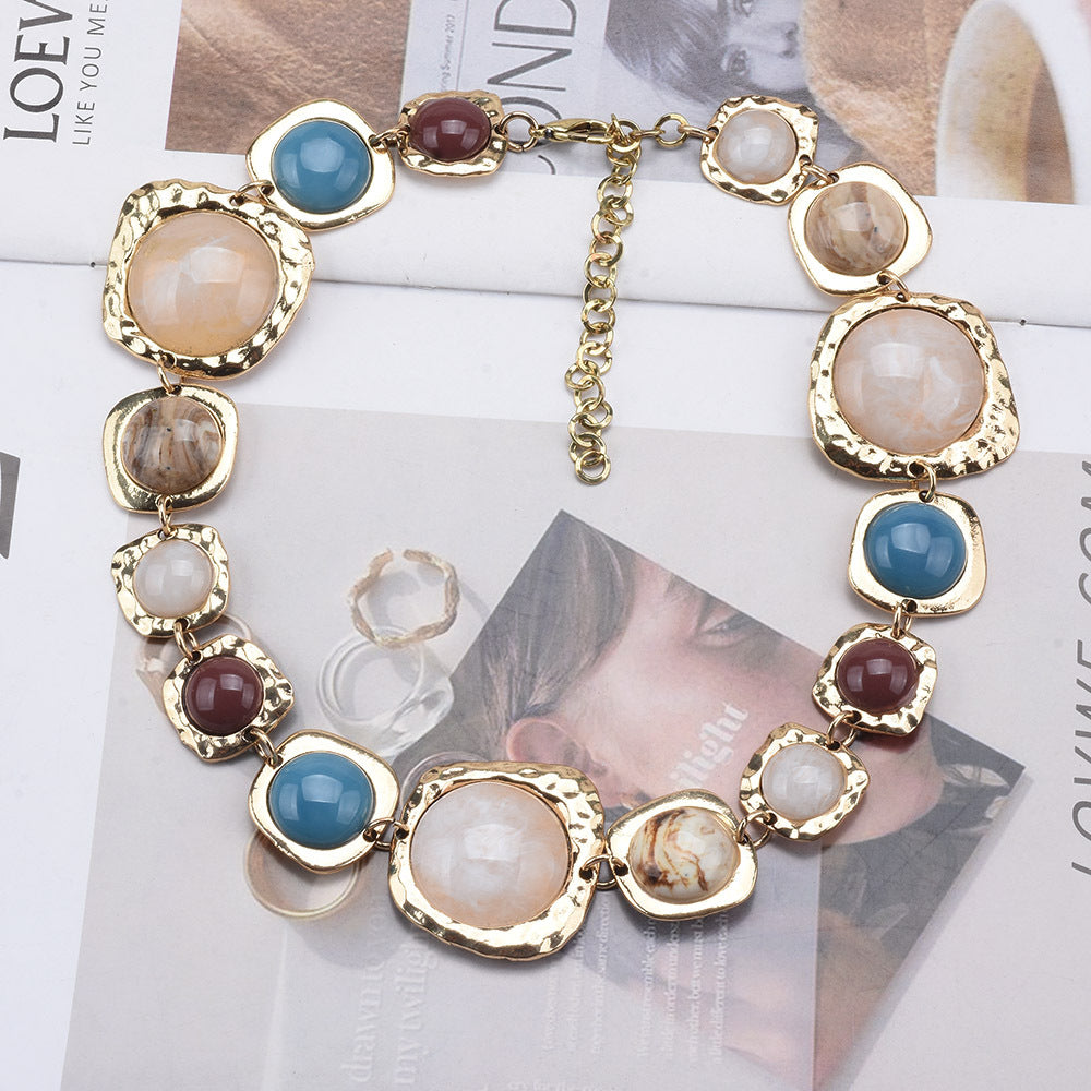 Chunky Earth-Tone Collar Necklace | Bohemian Statement Jewelry