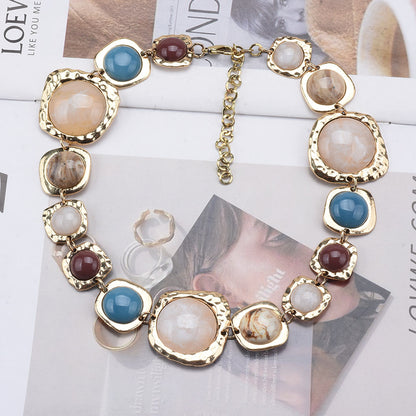 Chunky Earth-Tone Collar Necklace | Bohemian Statement Jewelry
