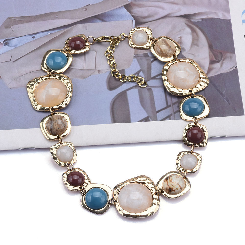 Chunky Earth-Tone Collar Necklace | Bohemian Statement Jewelry