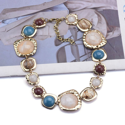 Chunky Earth-Tone Collar Necklace | Bohemian Statement Jewelry