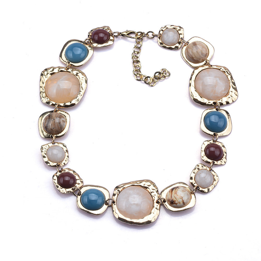 Chunky Earth-Tone Collar Necklace | Bohemian Statement Jewelry