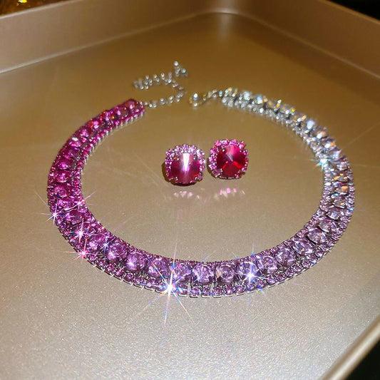 Glamorous Multi-Row Crystal Choker Set | Statement Prom & Party Jewelry