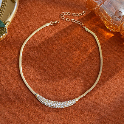 Elegant Gold Tone Rhinestone Choker Necklace & Earring Set