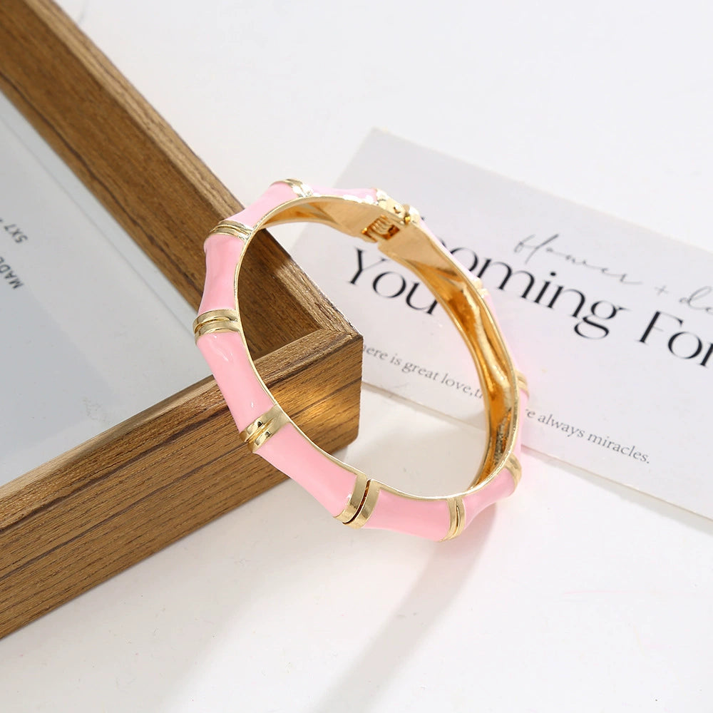 Enamel Bamboo Style Hinge Bangle