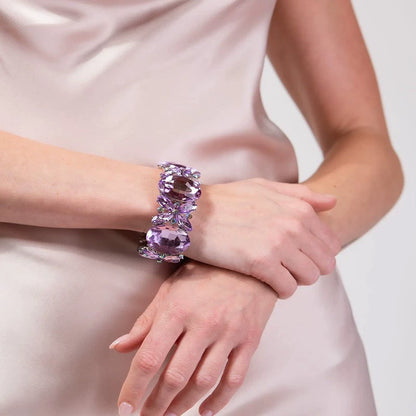 Amethyst & Peridot Gemstone Statement Cuff Bracelet
