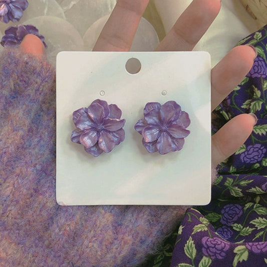 Elegant Purple Floral Stud Earrings