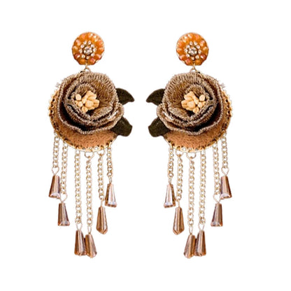 Exquisite Floral Tassel Dangle Earrings
