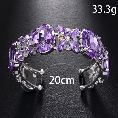 Amethyst & Peridot Gemstone Statement Cuff Bracelet