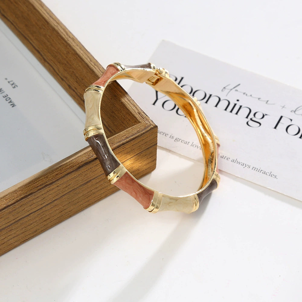 Enamel Bamboo Style Hinge Bangle