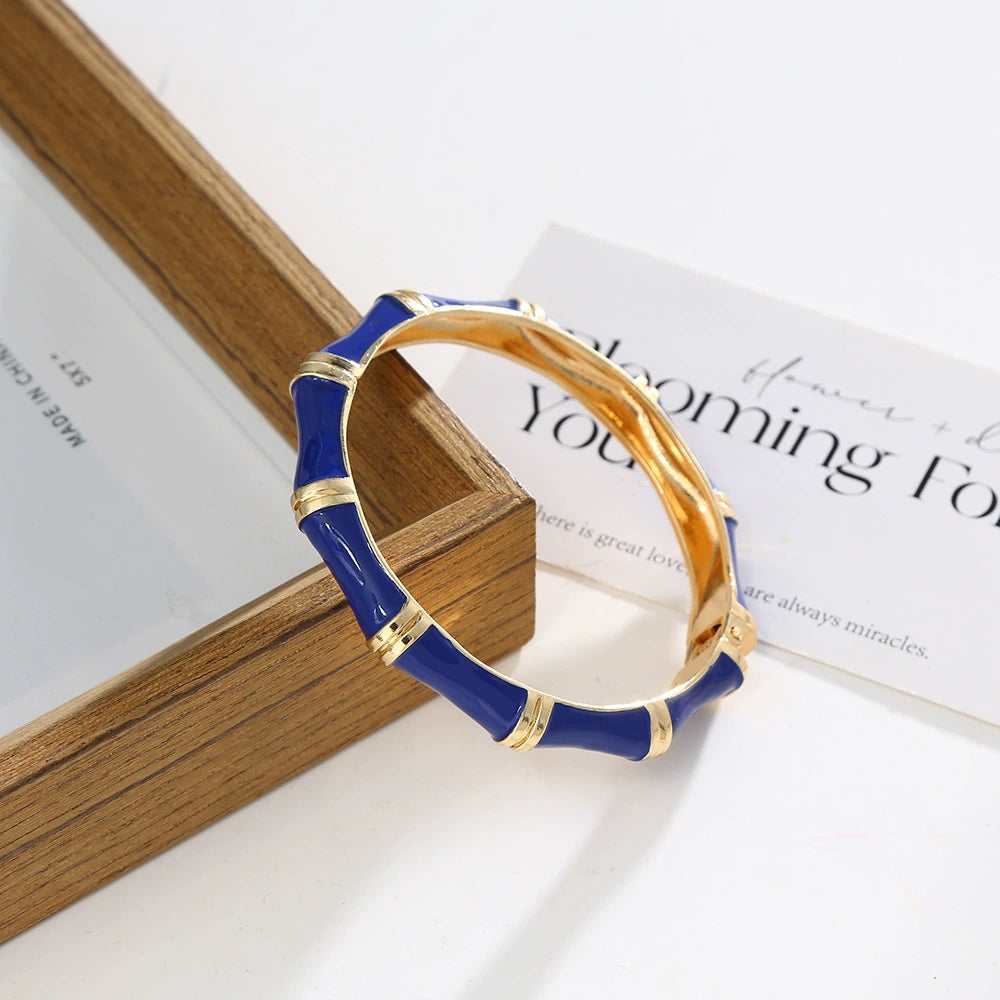 Enamel Bamboo Style Hinge Bangle