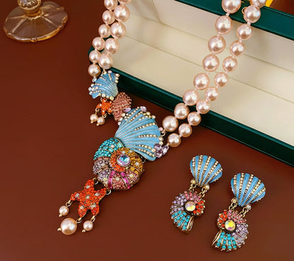 Mermaid Core Seashell Pearl Statement Jewelry Set