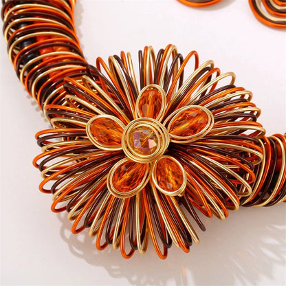 Artistic Wire Floral Statement Necklace & Earring Set